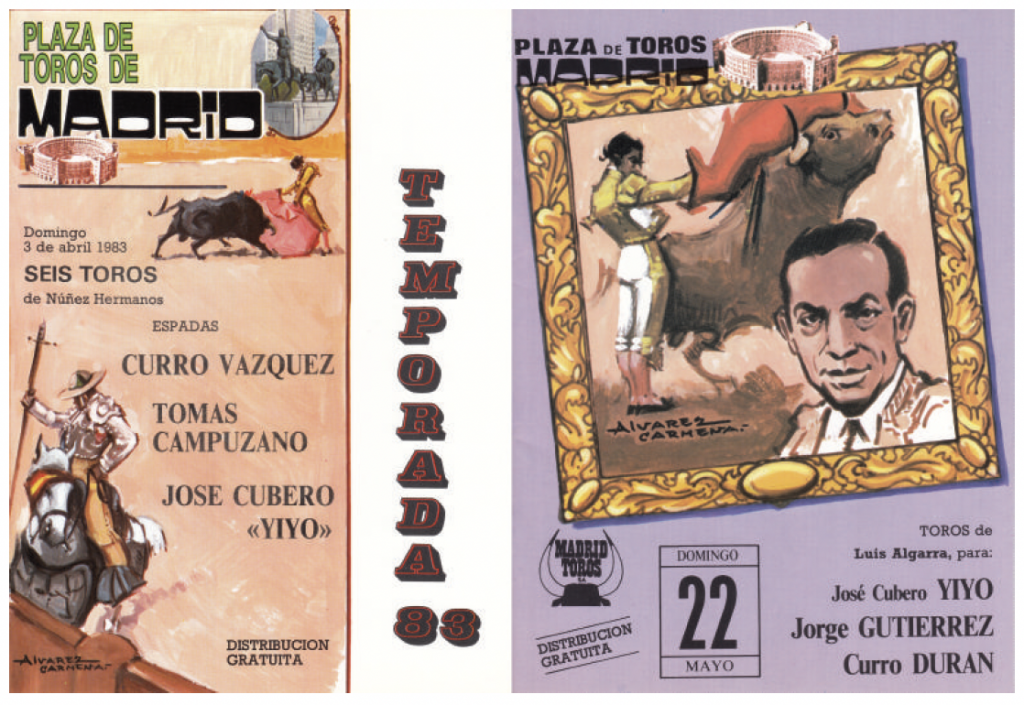 Dos tardes que marcaron a
Yiyo en Madrid en 1983.
La del domingo de
Resurrección, 3 de abril,
en la que no tuvo suerte y
le dejó fuera de San Isidro.
Hasta que llegó el 22 de
mayo la primera de las tres
sustituciones que terminó
cogiendo en la feria.